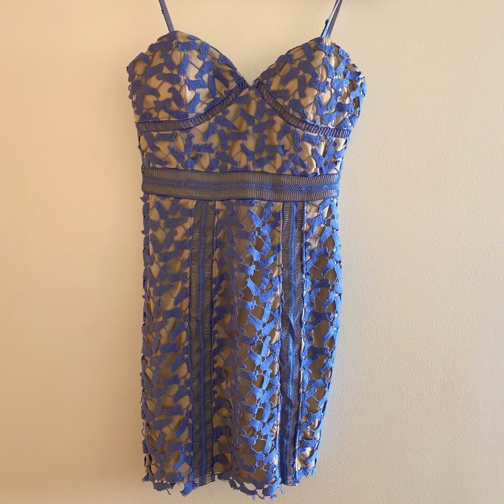 Beautiful blue crochet double layered dress